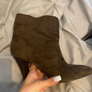 Brown high heeled boots